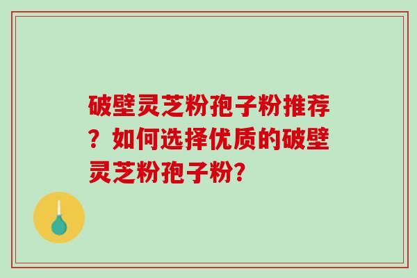 破壁灵芝粉孢子粉推荐？如何选择优质的破壁灵芝粉孢子粉？