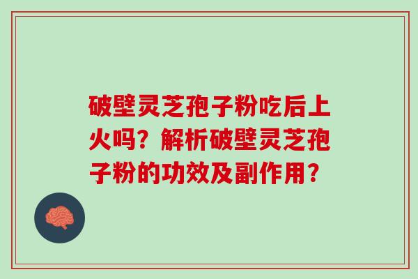 破壁灵芝孢子粉吃后上火吗？解析破壁灵芝孢子粉的功效及副作用？