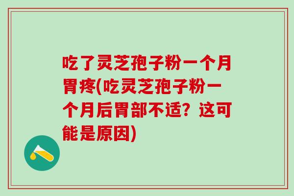 吃了灵芝孢子粉一个月胃疼(吃灵芝孢子粉一个月后胃部不适?这可能是原因) 吃了灵芝孢子粉一个月胃疼(吃灵芝孢子粉一个月后胃部不适?这可能是原因)