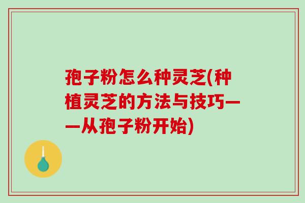 孢子粉怎么种灵芝(种植灵芝的方法与技巧——从孢子粉开始)