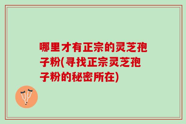 哪里才有正宗的灵芝孢子粉(寻找正宗灵芝孢子粉的秘密所在)