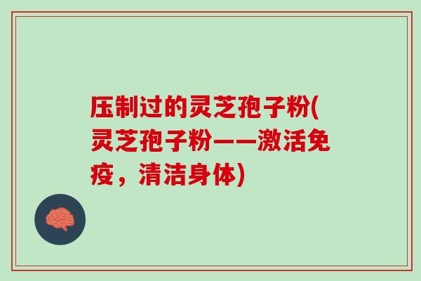 压制过的灵芝孢子粉(灵芝孢子粉——激活免疫，清洁身体)