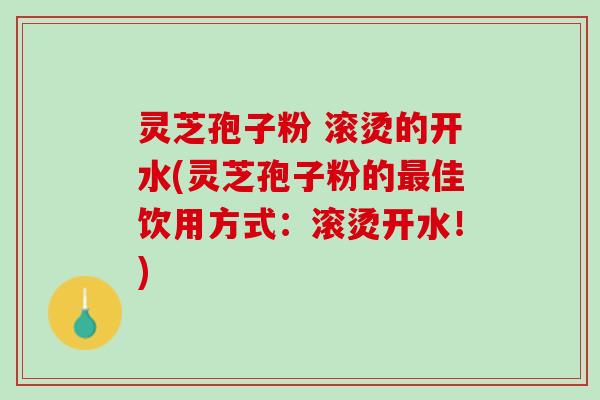 灵芝孢子粉 滚烫的开水(灵芝孢子粉的最佳饮用方式：滚烫开水！)