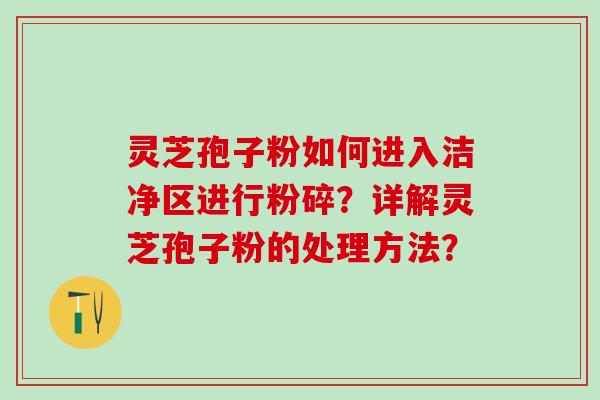 灵芝孢子粉如何进入洁净区进行粉碎?详解灵芝孢子粉的处理方法? 灵芝孢子粉如何进入洁净区进行粉碎?详解灵芝孢子粉的处理方法?