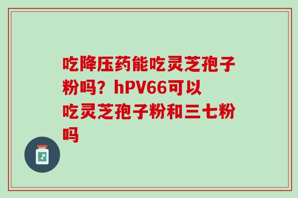 吃降压药能吃灵芝孢子粉吗？hPV66可以吃灵芝孢子粉和三七粉吗