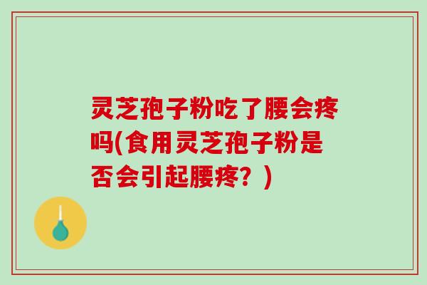 灵芝孢子粉吃了腰会疼吗(食用灵芝孢子粉是否会引起腰疼？)