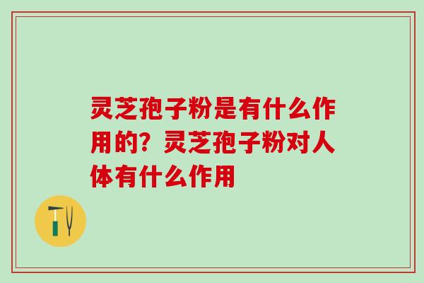 灵芝孢子粉是有什么作用的？灵芝孢子粉对人体有什么作用