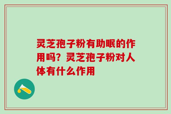 灵芝孢子粉有助眠的作用吗？灵芝孢子粉对人体有什么作用