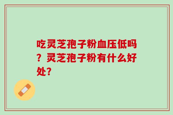 吃灵芝孢子粉血压低吗？灵芝孢子粉有什么好处？