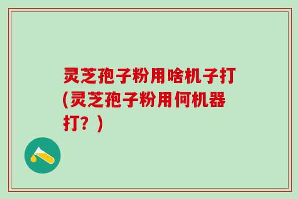 灵芝孢子粉用啥机子打(灵芝孢子粉用何机器打？)