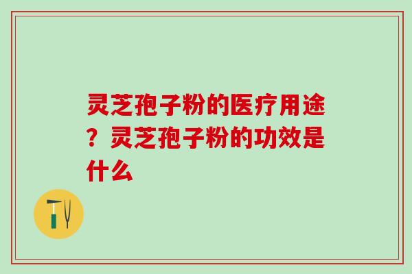 灵芝孢子粉的医疗用途？灵芝孢子粉的功效是什么