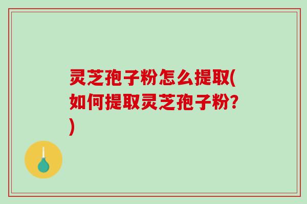 灵芝孢子粉怎么提取(如何提取灵芝孢子粉？)