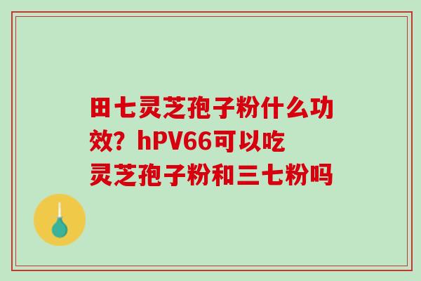 田七灵芝孢子粉什么功效？hPV66可以吃灵芝孢子粉和三七粉吗