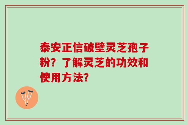 泰安正信破壁灵芝孢子粉？了解灵芝的功效和使用方法？