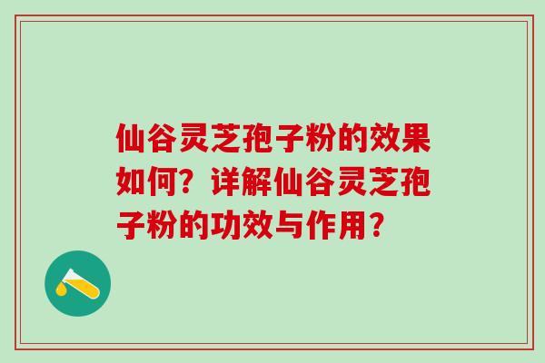 仙谷灵芝孢子粉的效果如何？详解仙谷灵芝孢子粉的功效与作用？