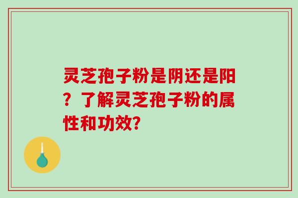 灵芝孢子粉是阴还是阳？了解灵芝孢子粉的属性和功效？