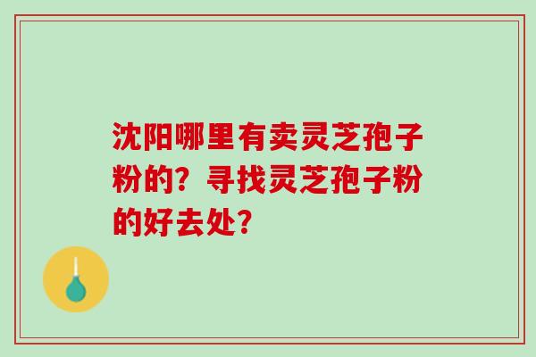 沈阳哪里有卖灵芝孢子粉的？寻找灵芝孢子粉的好去处？