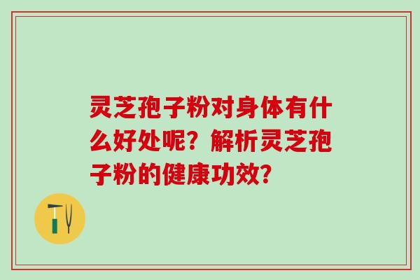 灵芝孢子粉对身体有什么好处呢？解析灵芝孢子粉的健康功效？