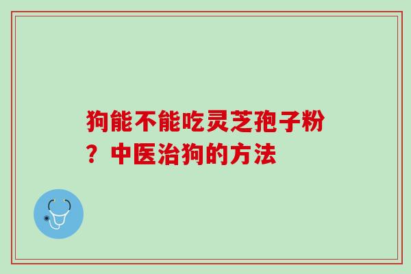狗能不能吃灵芝孢子粉？中医治狗的方法