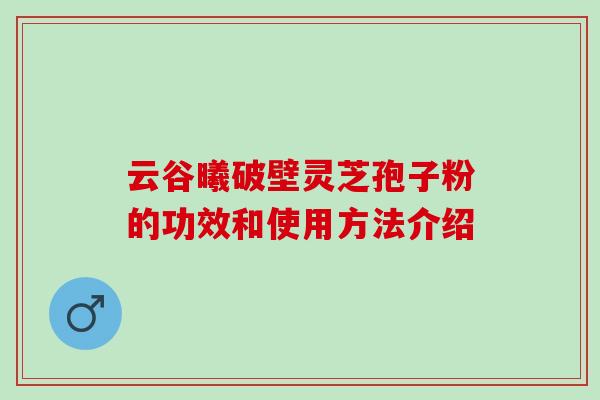 云谷曦破壁灵芝孢子粉的功效和使用方法介绍
