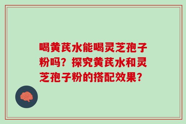 喝黄芪水能喝灵芝孢子粉吗？探究黄芪水和灵芝孢子粉的搭配效果？