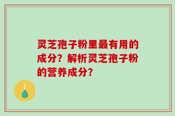 灵芝孢子粉里最有用的成分？解析灵芝孢子粉的营养成分？