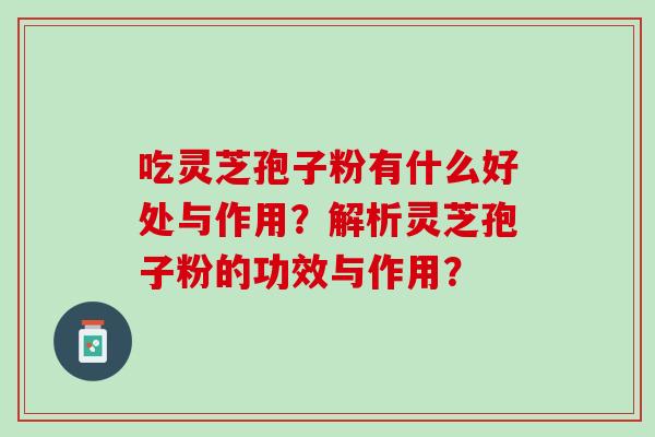 吃灵芝孢子粉有什么好处与作用？解析灵芝孢子粉的功效与作用？