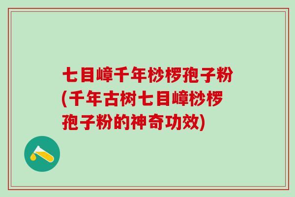 七目嶂千年桫椤孢子粉(千年古树七目嶂桫椤孢子粉的神奇功效)