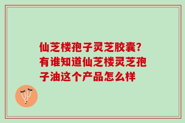 仙芝楼孢子灵芝胶囊？有谁知道仙芝楼灵芝孢子油这个产品怎么样