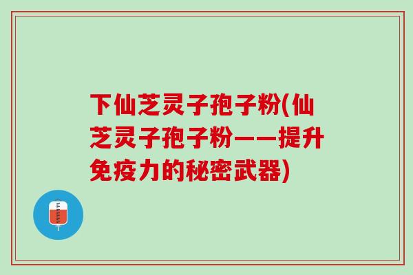 下仙芝灵子孢子粉(仙芝灵子孢子粉——提升免疫力的秘密武器)