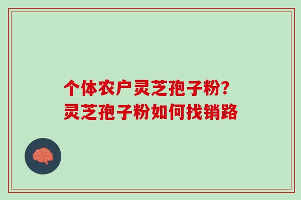 个体农户灵芝孢子粉？灵芝孢子粉如何找销路