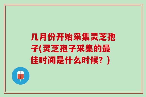 几月份开始采集灵芝孢子(灵芝孢子采集的最佳时间是什么时候？)