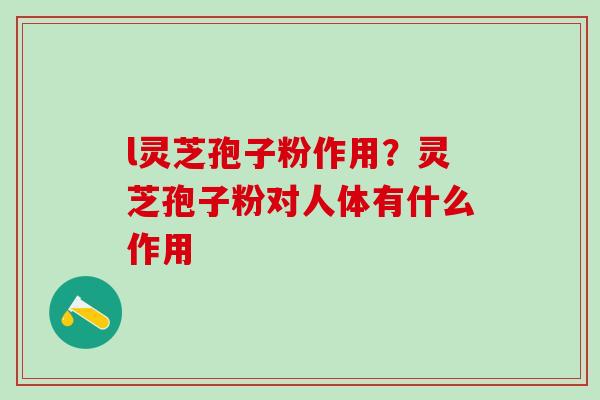 l灵芝孢子粉作用？灵芝孢子粉对人体有什么作用