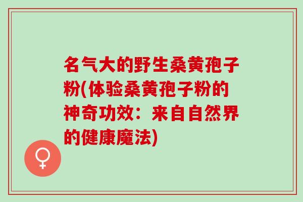 名气大的野生桑黄孢子粉(体验桑黄孢子粉的神奇功效：来自自然界的健康魔法)