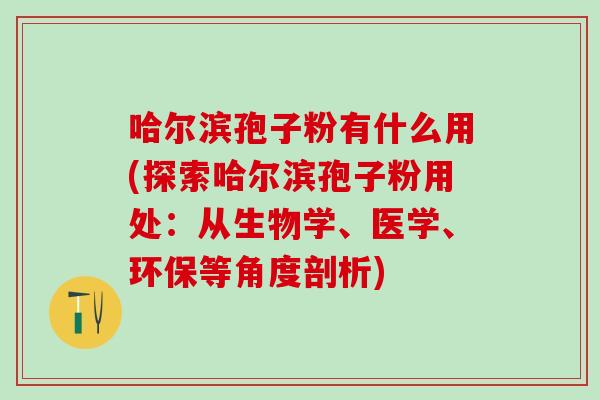 哈尔滨孢子粉有什么用(探索哈尔滨孢子粉用处：从生物学、医学、环保等角度剖析)