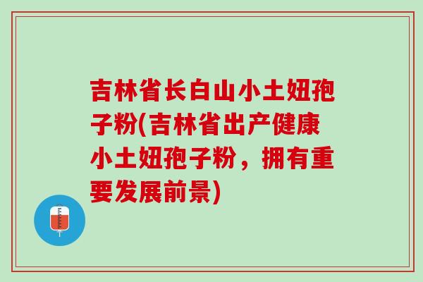 吉林省长白山小土妞孢子粉(吉林省出产健康小土妞孢子粉，拥有重要发展前景)