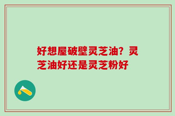 好想屋破壁灵芝油?灵芝油好还是灵芝粉好 好想屋破壁灵芝油?灵芝油好还是灵芝粉好
