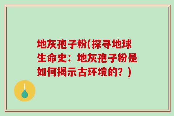 地灰孢子粉(探寻地球生命史:地灰孢子粉是如何揭示古环境的?) 地灰孢子粉(探寻地球生命史:地灰孢子粉是如何揭示古环境的?)