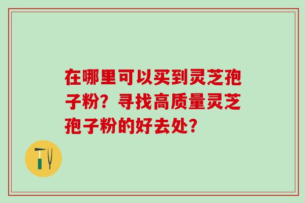 在哪里可以买到灵芝孢子粉？寻找高质量灵芝孢子粉的好去处？