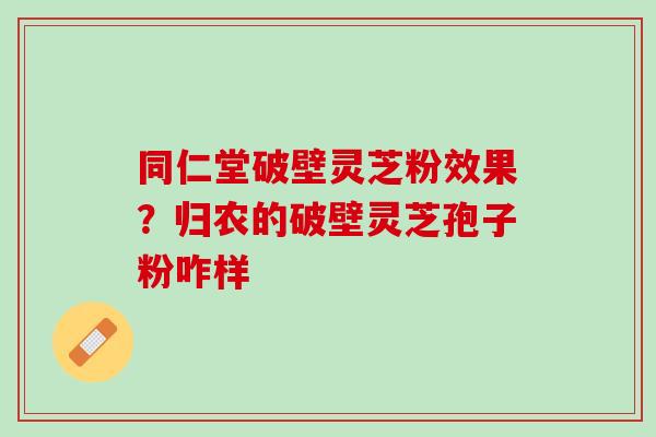 同仁堂破壁灵芝粉效果？归农的破壁灵芝孢子粉咋样