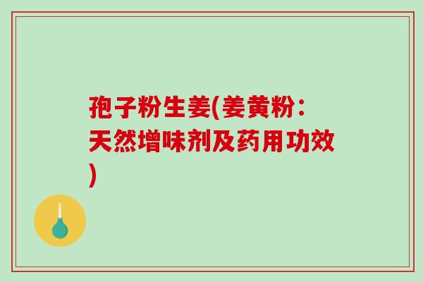 孢子粉生姜(姜黄粉：天然增味剂及药用功效)