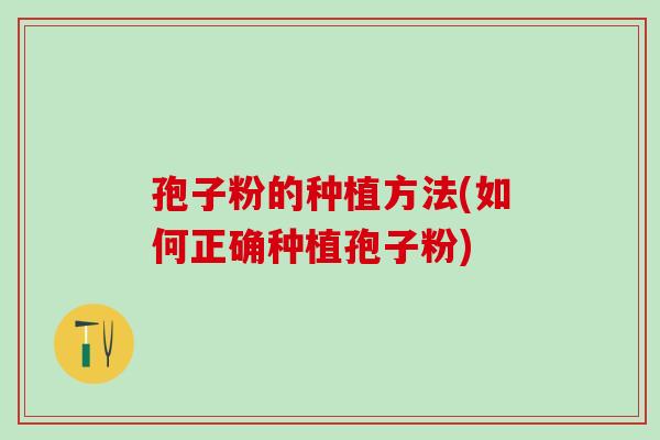 孢子粉的种植方法(如何正确种植孢子粉)