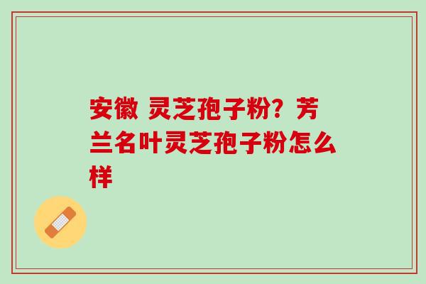 安徽 灵芝孢子粉？芳兰名叶灵芝孢子粉怎么样
