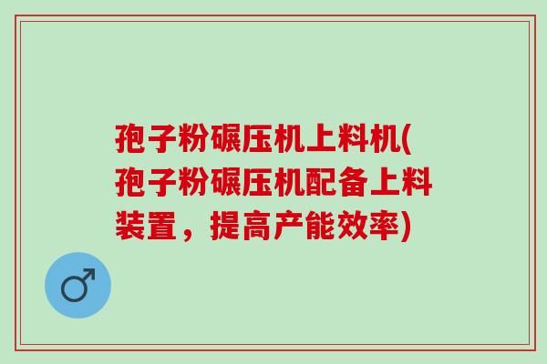 孢子粉碾压机上料机(孢子粉碾压机配备上料装置，提高产能效率)