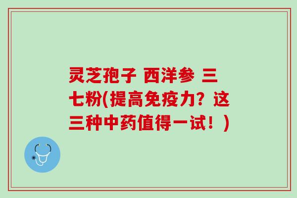 灵芝孢子 西洋参 三七粉(提高免疫力？这三种值得一试！)