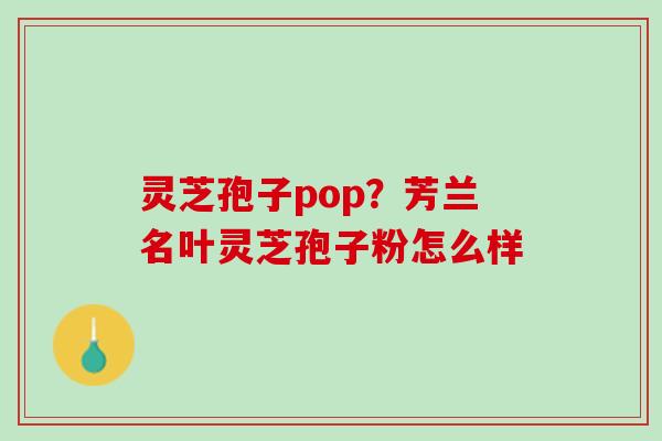 灵芝孢子pop？芳兰名叶灵芝孢子粉怎么样
