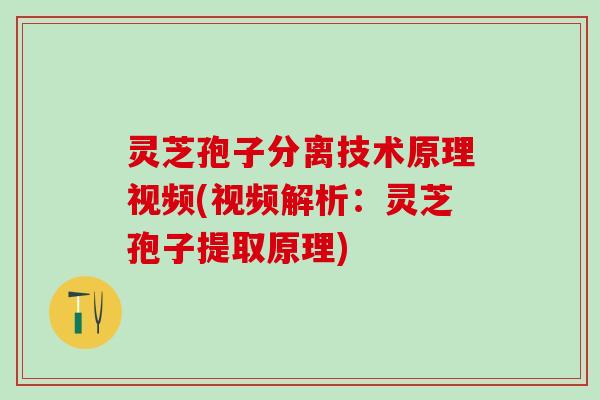 灵芝孢子分离技术原理视频(视频解析：灵芝孢子提取原理)