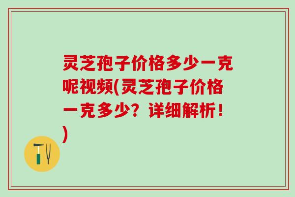 灵芝孢子价格多少一克呢视频(灵芝孢子价格一克多少？详细解析！)