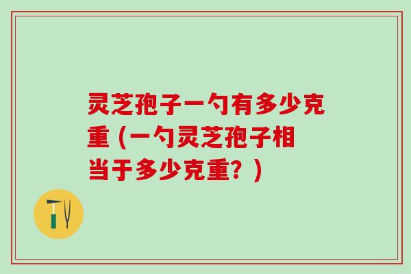 灵芝孢子一勺有多少克重 (一勺灵芝孢子相当于多少克重？)