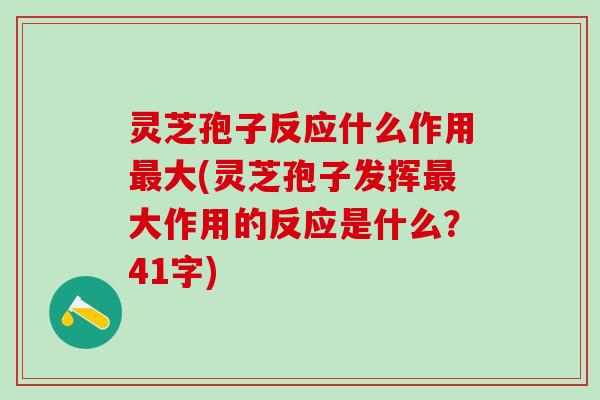 灵芝孢子反应什么作用最大(灵芝孢子发挥最大作用的反应是什么？41字)